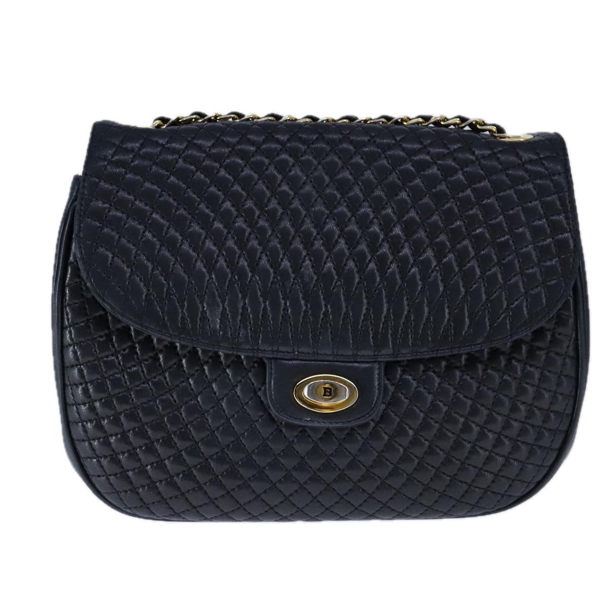 Bally Vintage Chain Shoulder Bag Quilted Leather