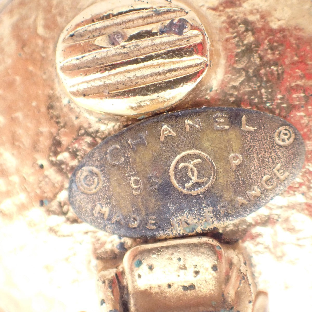 Chanel CC Button Clip-On Earrings Metal with Faux Pearl