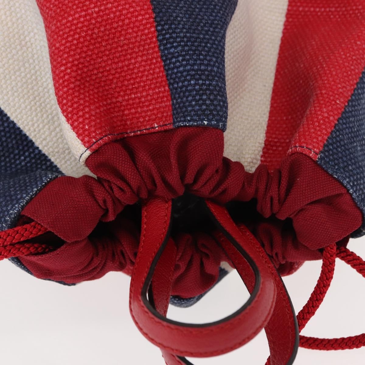 Gucci Logo Drawstring Backpack Striped Canvas