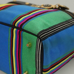 Versace Vanity Hand Bag Canvas and Leather