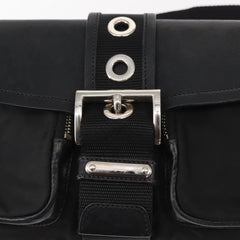 Prada Double Pocket Buckle Flap Bag Tessuto with Leather