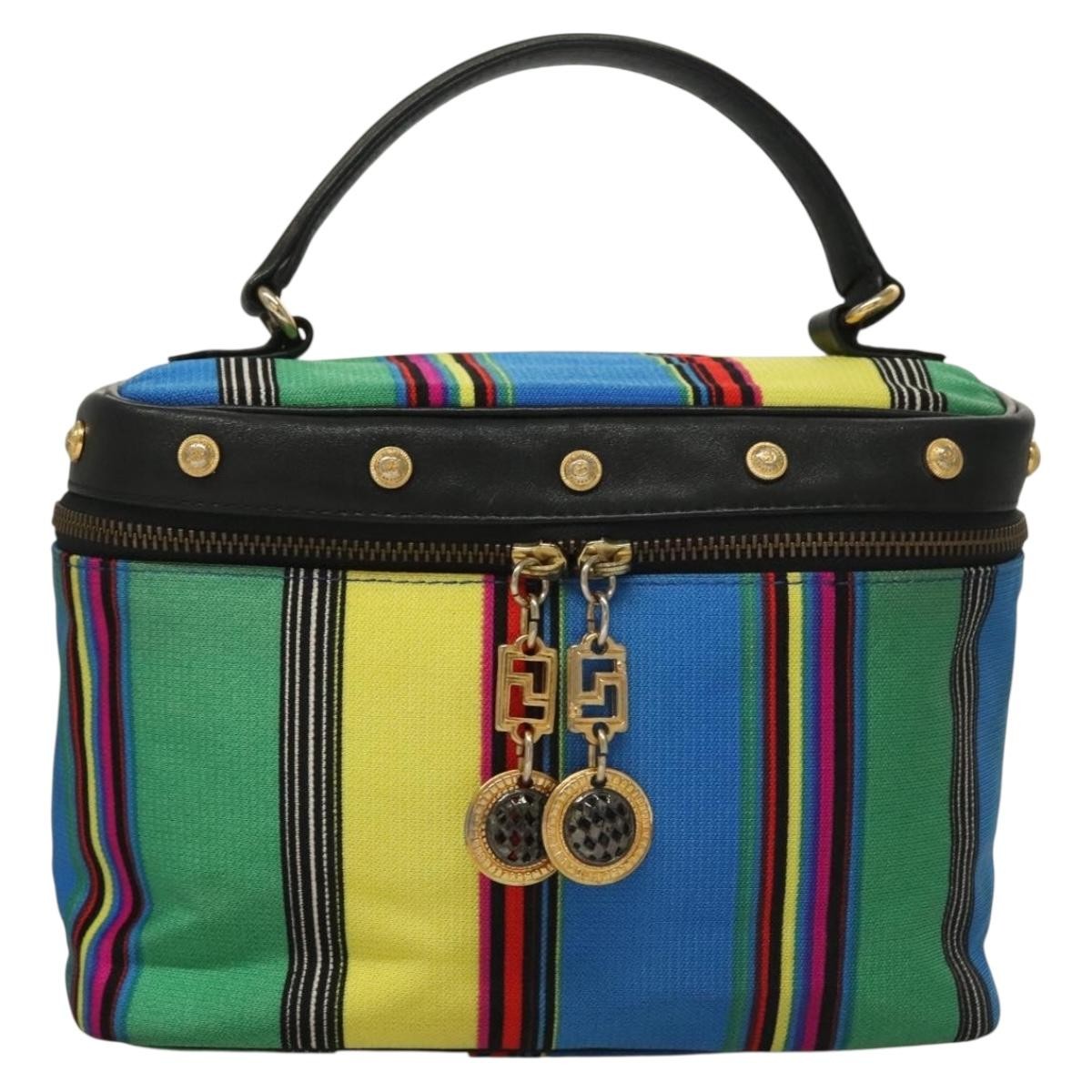 Versace Vanity Hand Bag Canvas and Leather