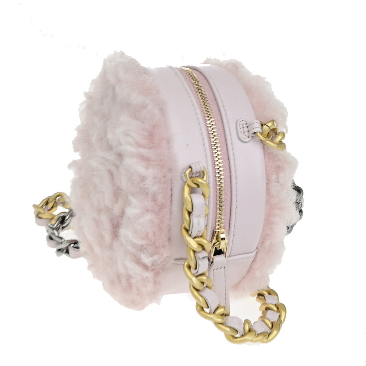 Chanel 19 Round Clutch with Chain Quilted Shearling