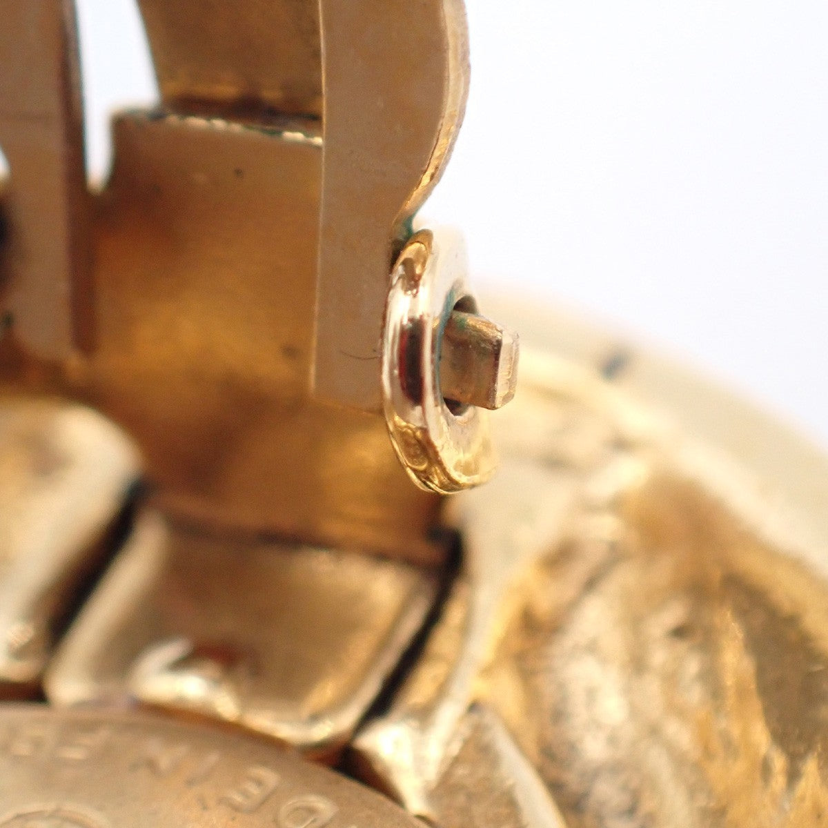 Chanel Vintage Round Clip-On Earrings Metal with Faux Pearl