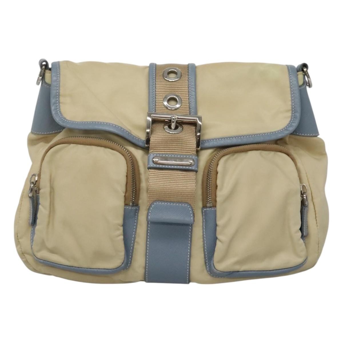 Prada Double Pocket Buckle Flap Bag Tessuto