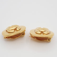 Chanel Vintage CC Round Clip-On Earrings Metal