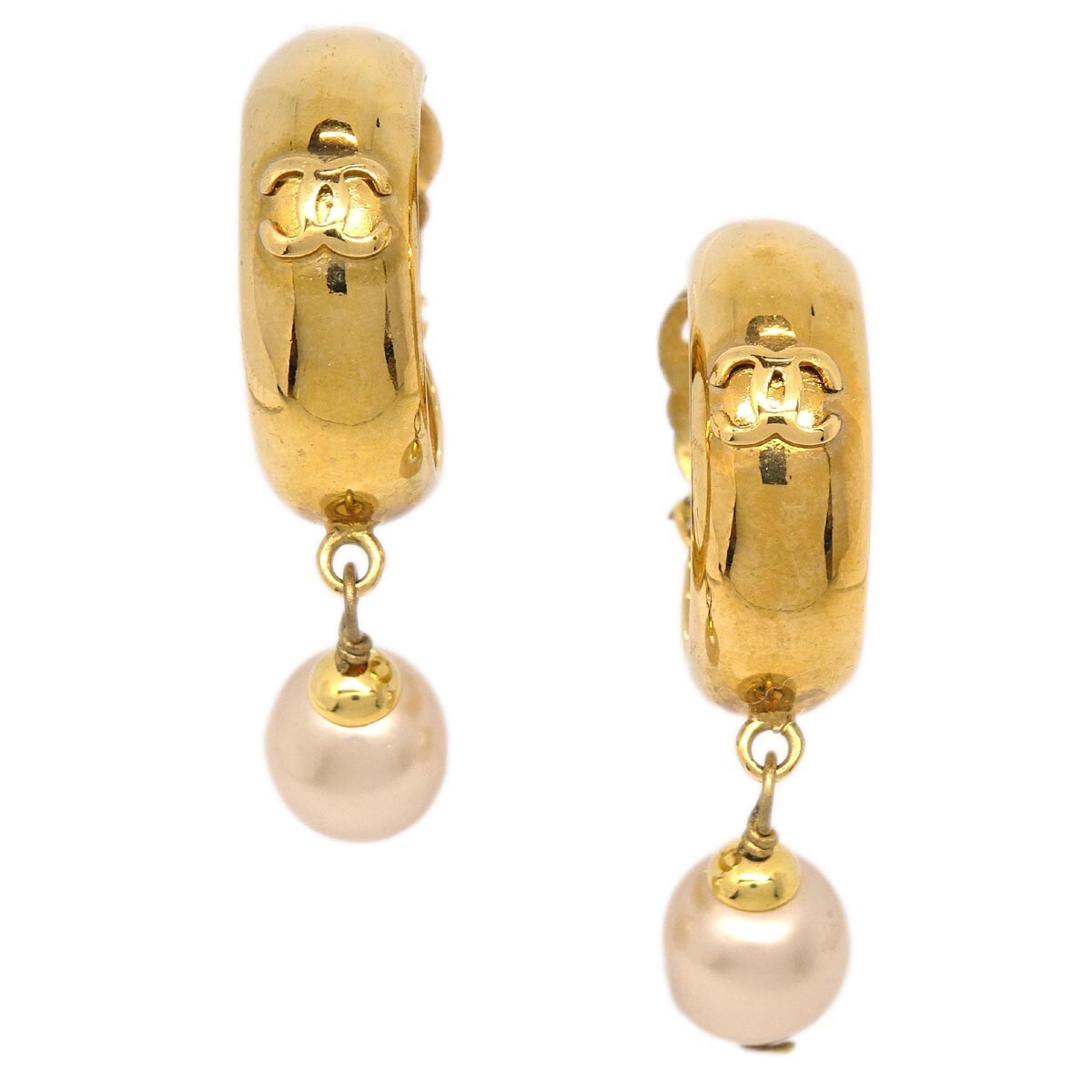 Chanel CC Round Coco Mark Dangle Earrings Metal