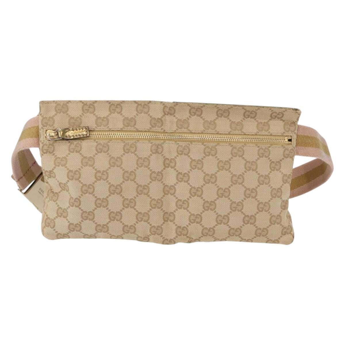 Gucci Vintage Double Belt Bag GG Canvas with Leather