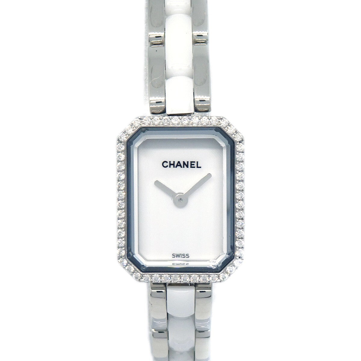 Chanel Premiere Mini Quartz Watch Stainless Steel and Ceramic with Diamond Bezel