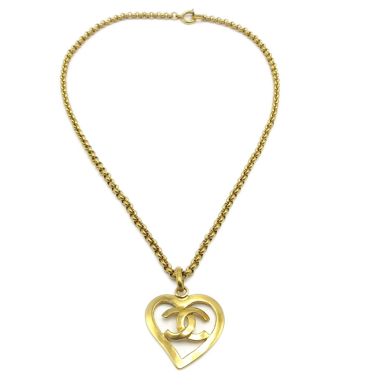 Chanel CC Heart Pendant Necklace Metal