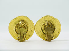 Chanel Vintage CC Round Clip-On Earrings Metal