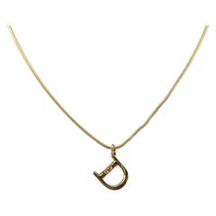 Christian Dior D logo Pendant Necklace Metal