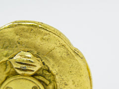 Chanel Vintage CC Round Clip-On Earrings Metal