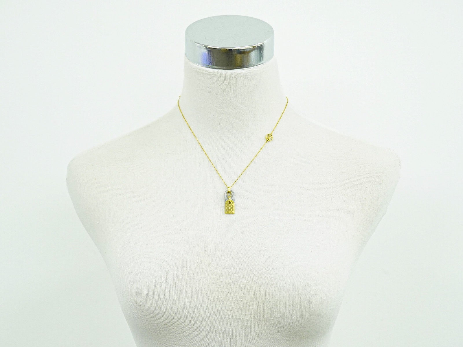 Louis Vuitton Nanogram Name Tag Pendant Necklace Metal