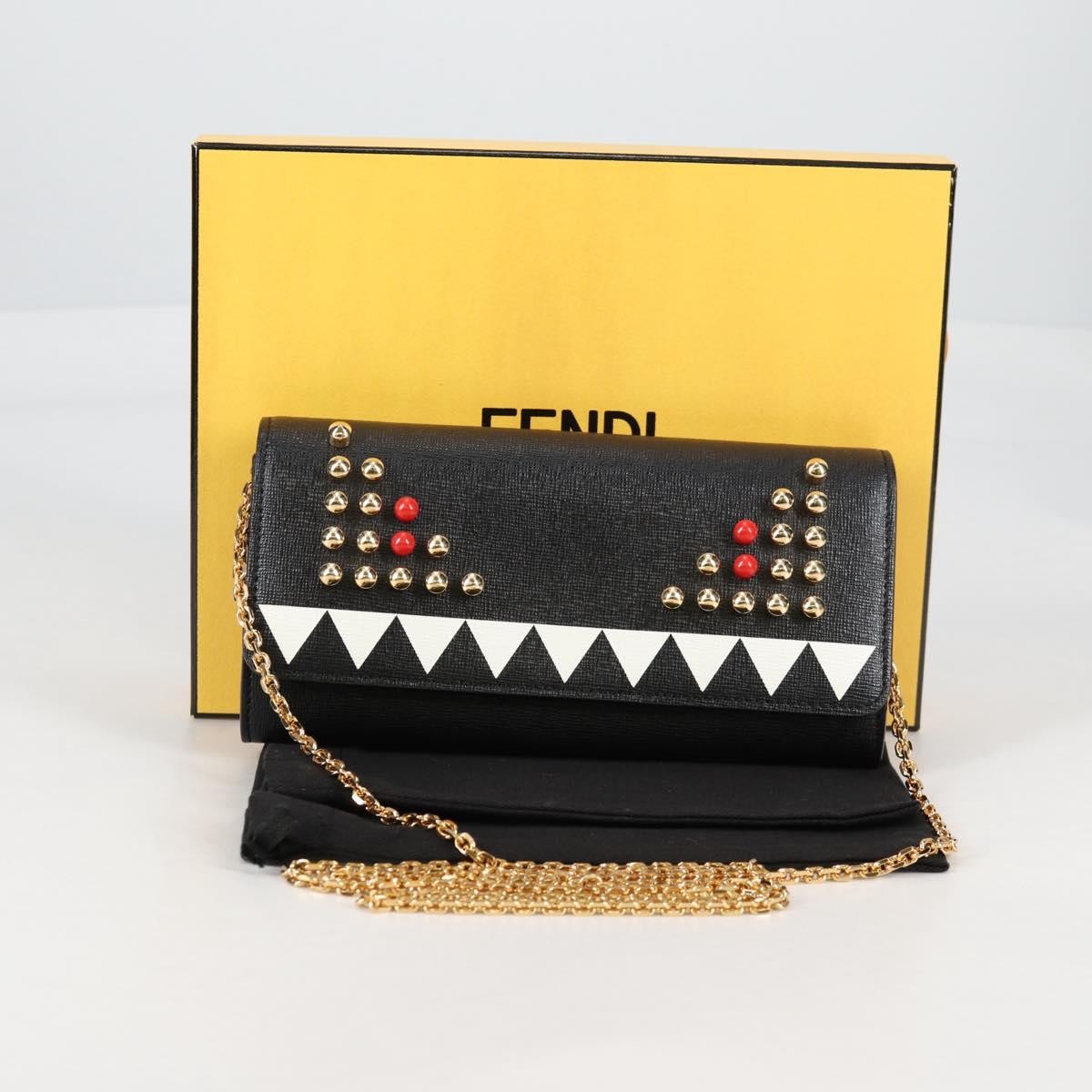 Fendi Monster Wallet on Chain Studded Leather