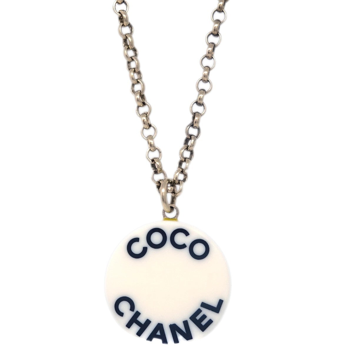 Chanel Vintage CC Pendent Necklace Plated Metal