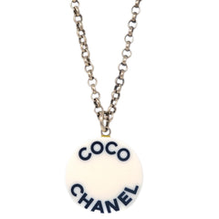 Chanel Vintage CC Pendent Necklace Plated Metal
