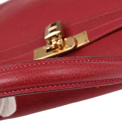 Hermes Kelly Handbag Red Ardennes with Gold Hardware
