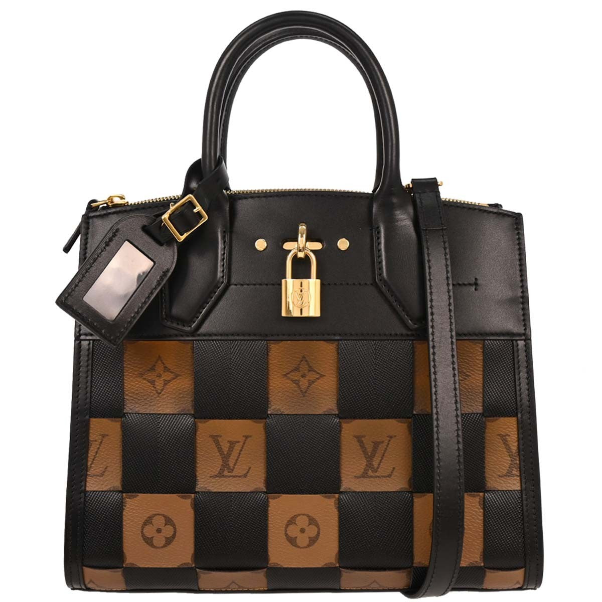 Louis Vuitton City Steamer Handbag Damier Tressage Reverse Monogram Canvas and Leather