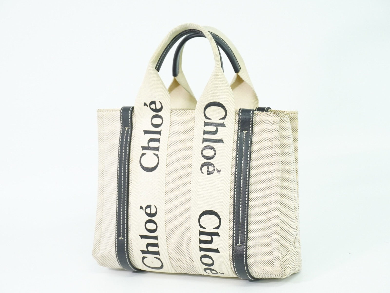Chloe Woody Tote Canvas with Leather