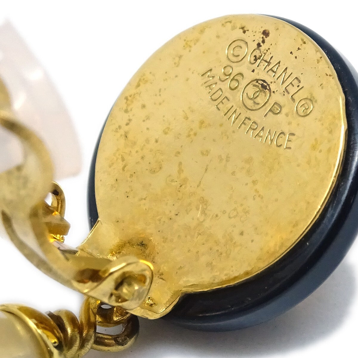 Chanel CC Dangle Earrings Metal with Faux Pearl