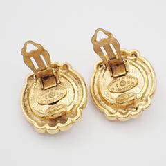Chanel Vintage CC Round Button Clip-On Earrings Metal