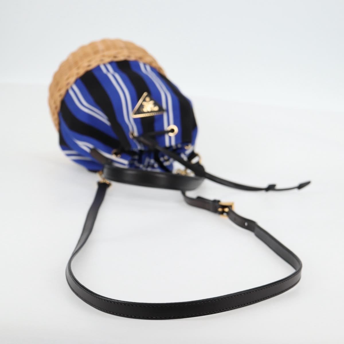 Prada Drawstring Bucket Bag Canvas and Wicker