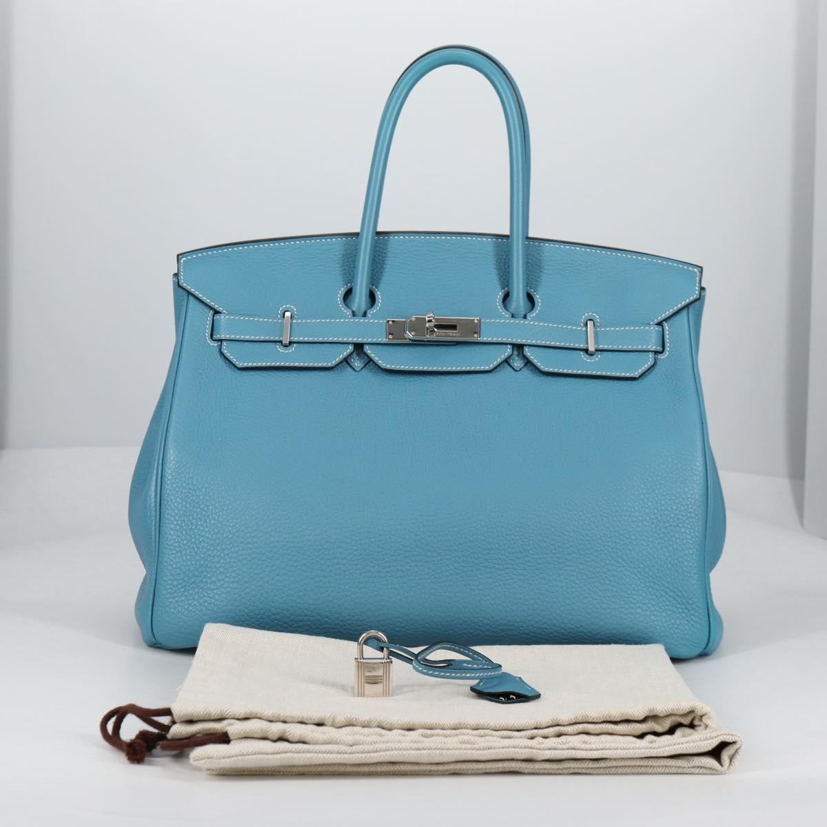 Hermes Birkin Handbag Blue Togo with Palladium Hardware