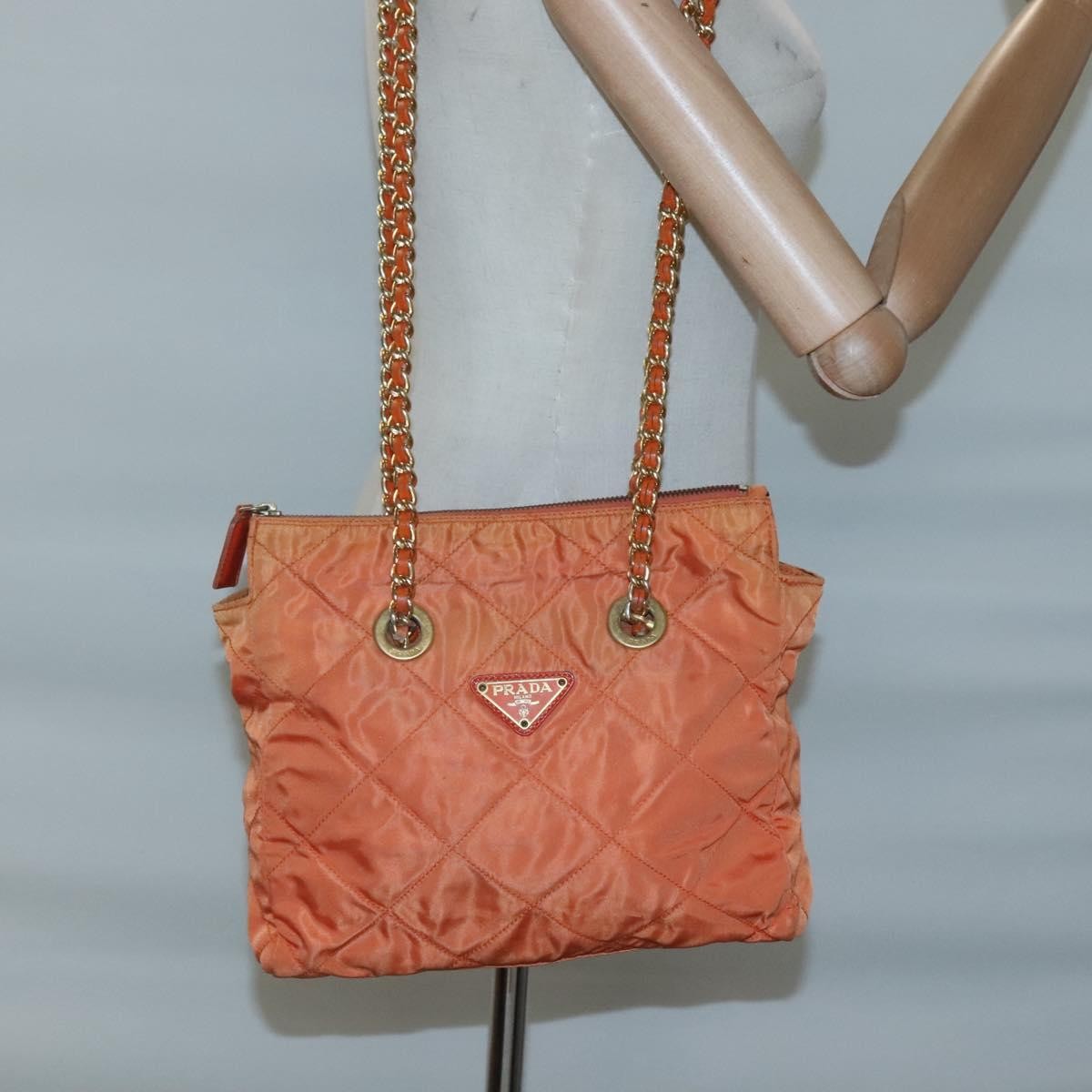Prada Chain Shoulder Bag Quilted Tessuto