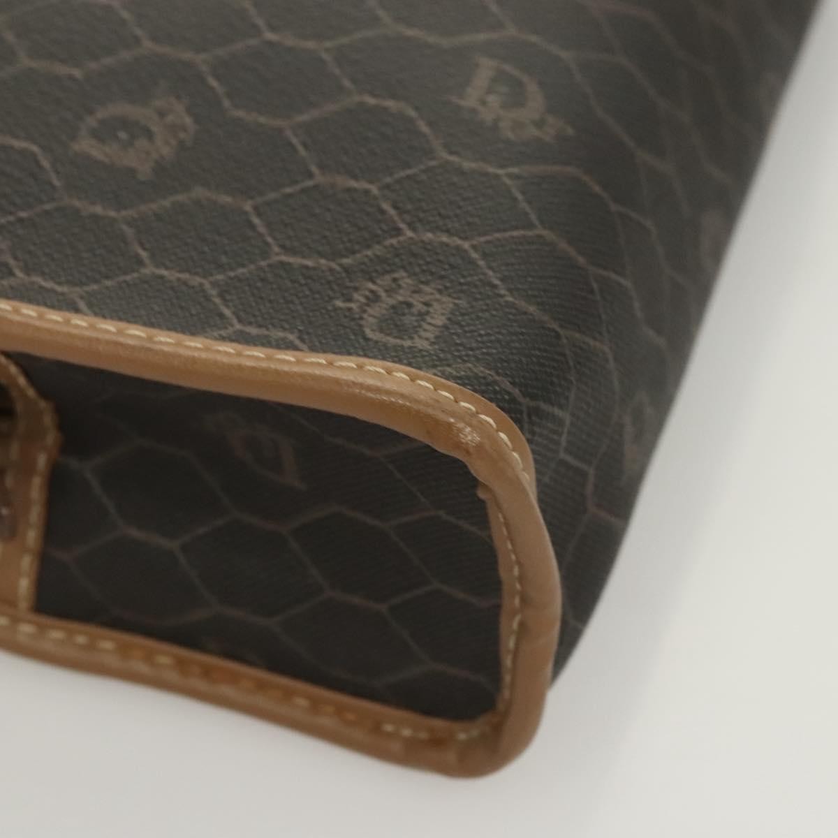 Christian Dior Vintage Honeycomb Zip Pouch Coated Canvas