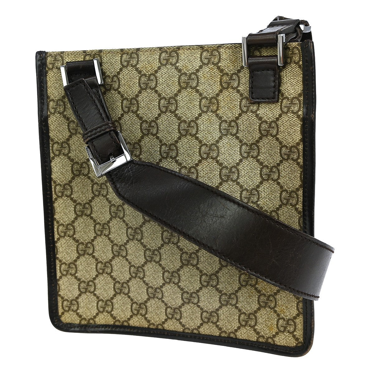 Gucci Flat Messenger Bag GG Coated Canvas