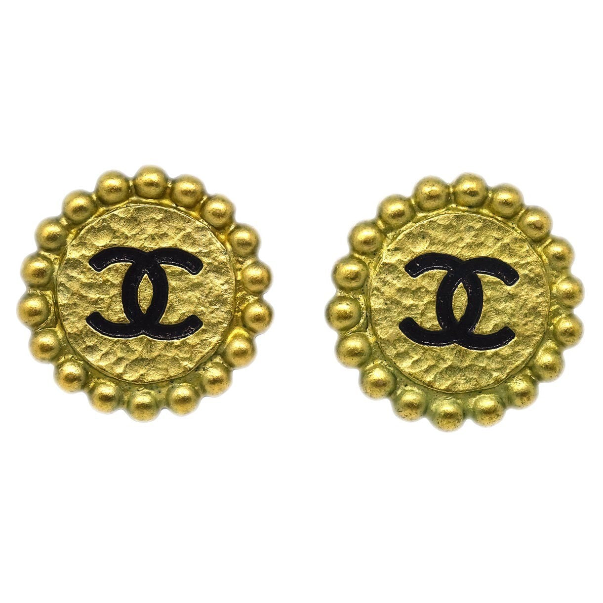 Chanel CC Button Clip-On Earrings Metal