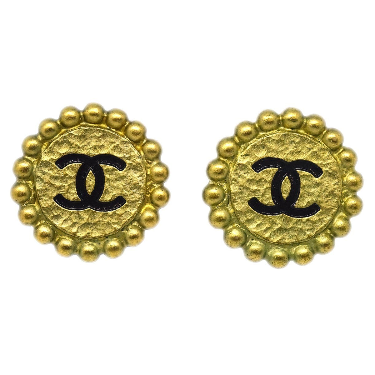 Chanel CC Button Clip-On Earrings Metal