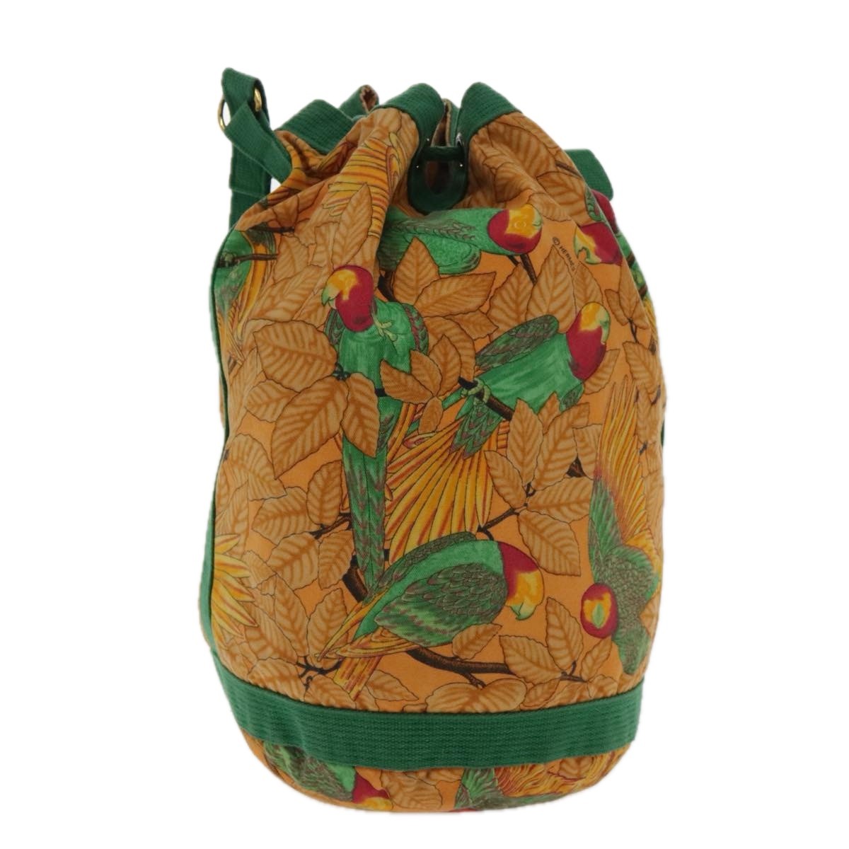 Hermes Vintage Drawstring Bucket Shoulder Bag Printed Canvas