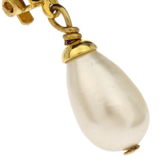Chanel CC Logo Dangle Earrings Artificial pearls with Gold-plated