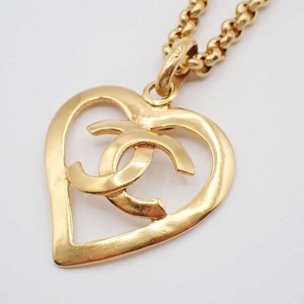 Chanel CC Heart Pendant Necklace Metal