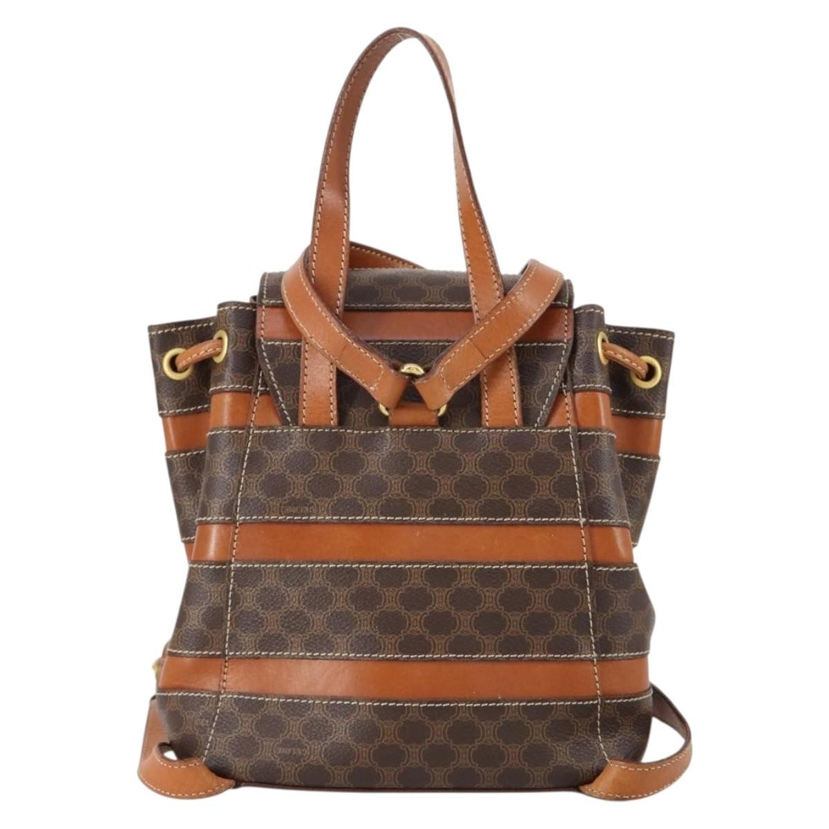 Celine Vintage Macadam Backpack Canvas and Leather