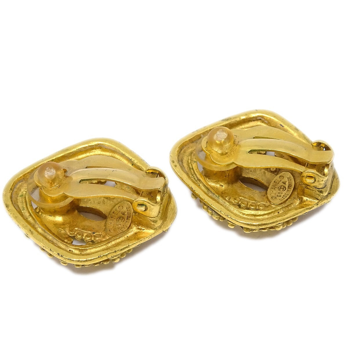 Chanel CC Rhombus Clip-On Earrings Metal