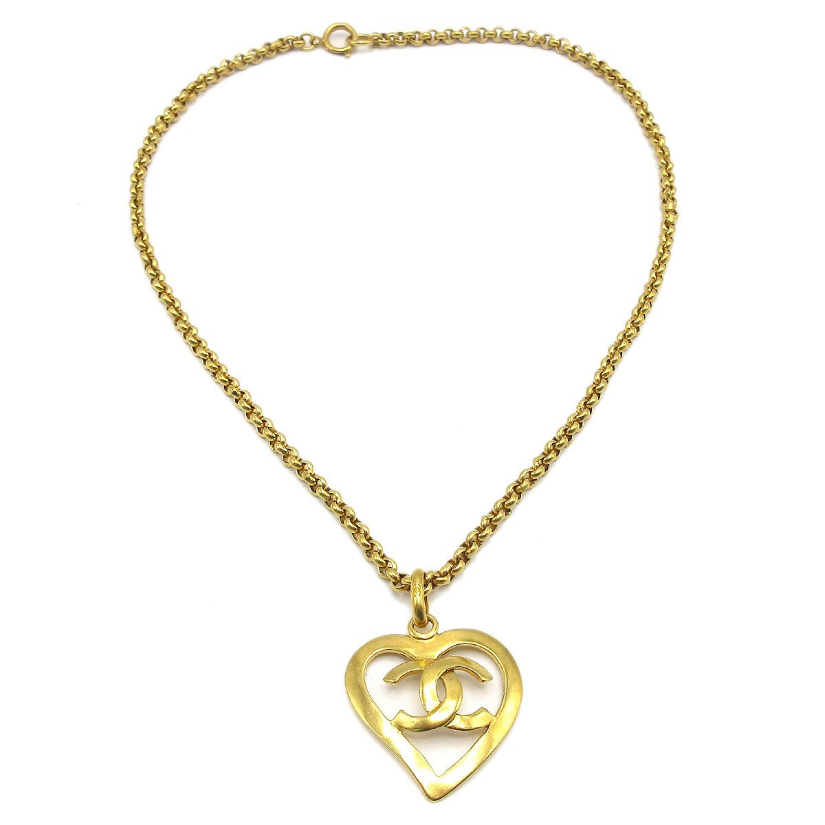Chanel CC Heart Pendant Necklace Metal