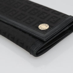 Fendi FF Flap Wallet Zucca Canvas with Embossed Leather