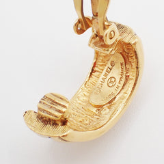 Chanel CC Quilted Hoop Earrings Gold Plated