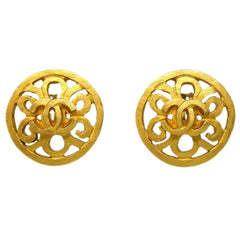 Chanel Vintage CC Round Clip-On Earrings Metal