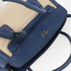 Prada Cuir Frame Convertible Tote Canvas and Saffiano Leather
