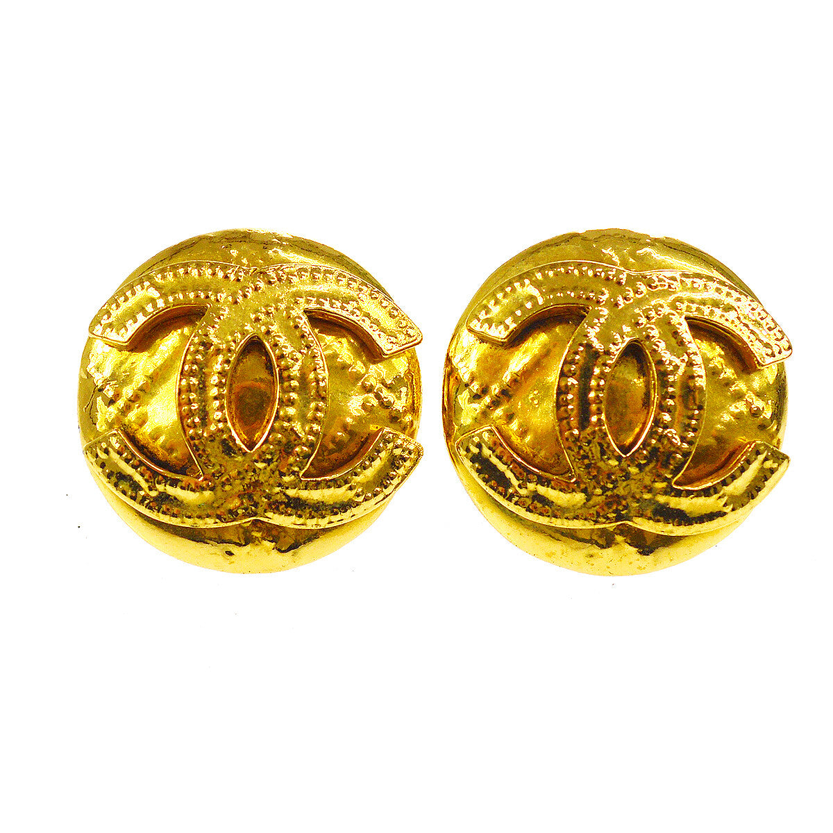 Chanel CC Button Clip-On Earrings Metal