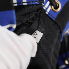 Prada Drawstring Bucket Bag Canvas and Wicker