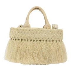 Prada Fringe Wicker Tote Woven Straw