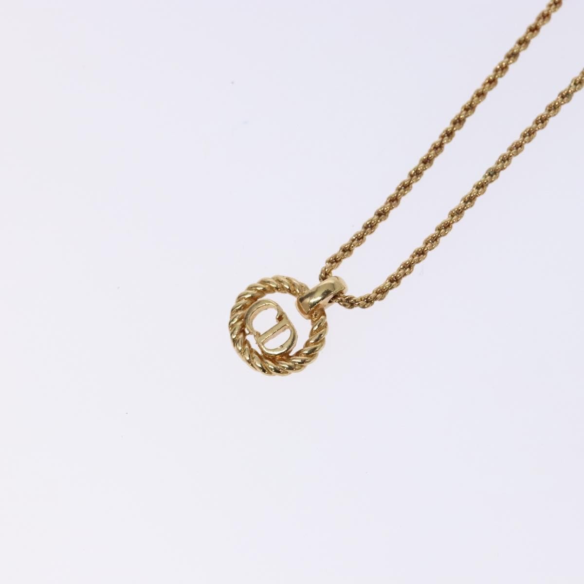 Christian Dior CD Round Pendant Necklace Metal
