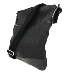 Gucci Zip Messenger Bag GG Canvas with Perforated Leather