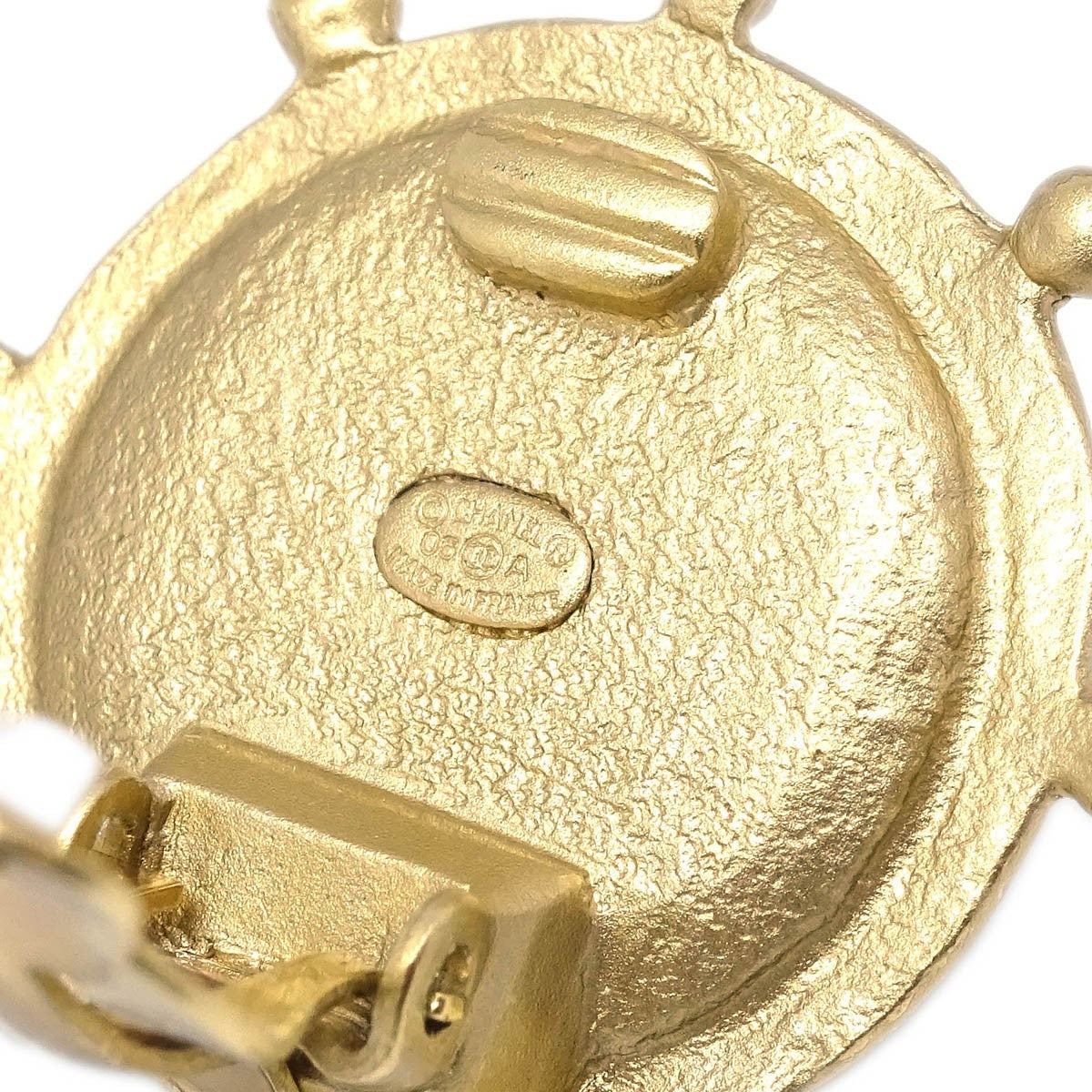 Chanel Vintage Round Clip-On Earrings Metal with Faux Pearl