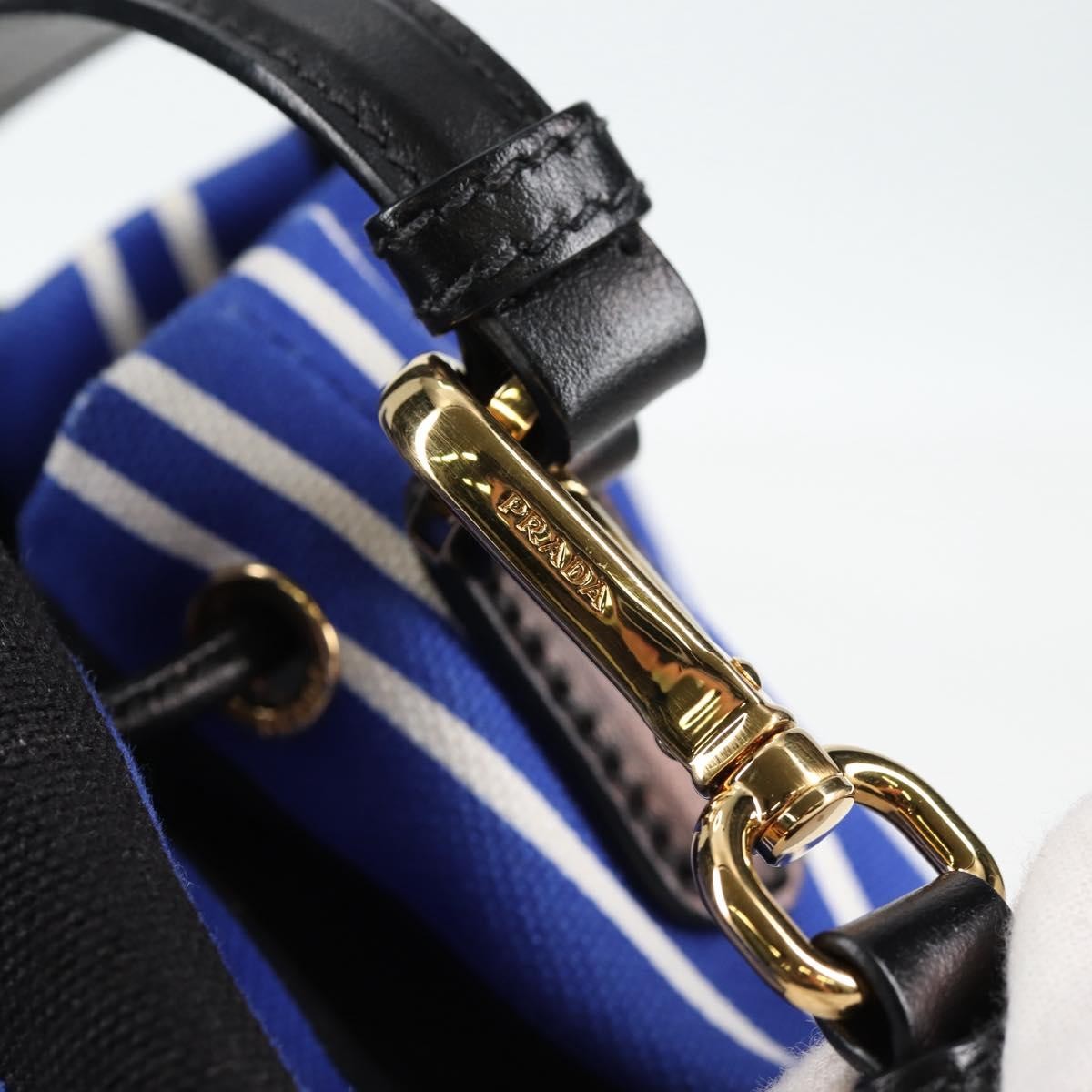 Prada Drawstring Bucket Bag Canvas and Wicker